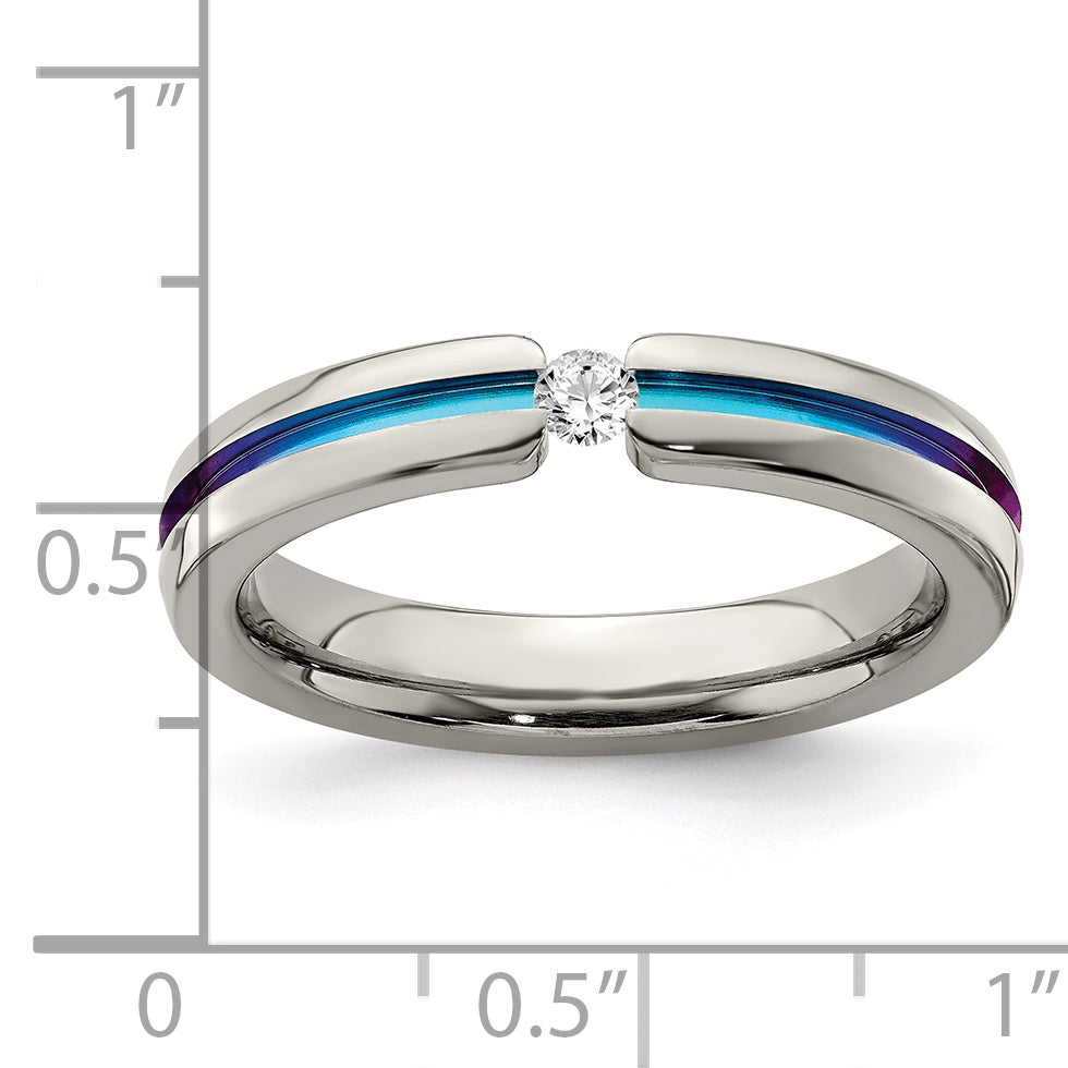 Edward Mirell Titanium Wedding Band with White Sapphire and Multicolor Anodized Accents