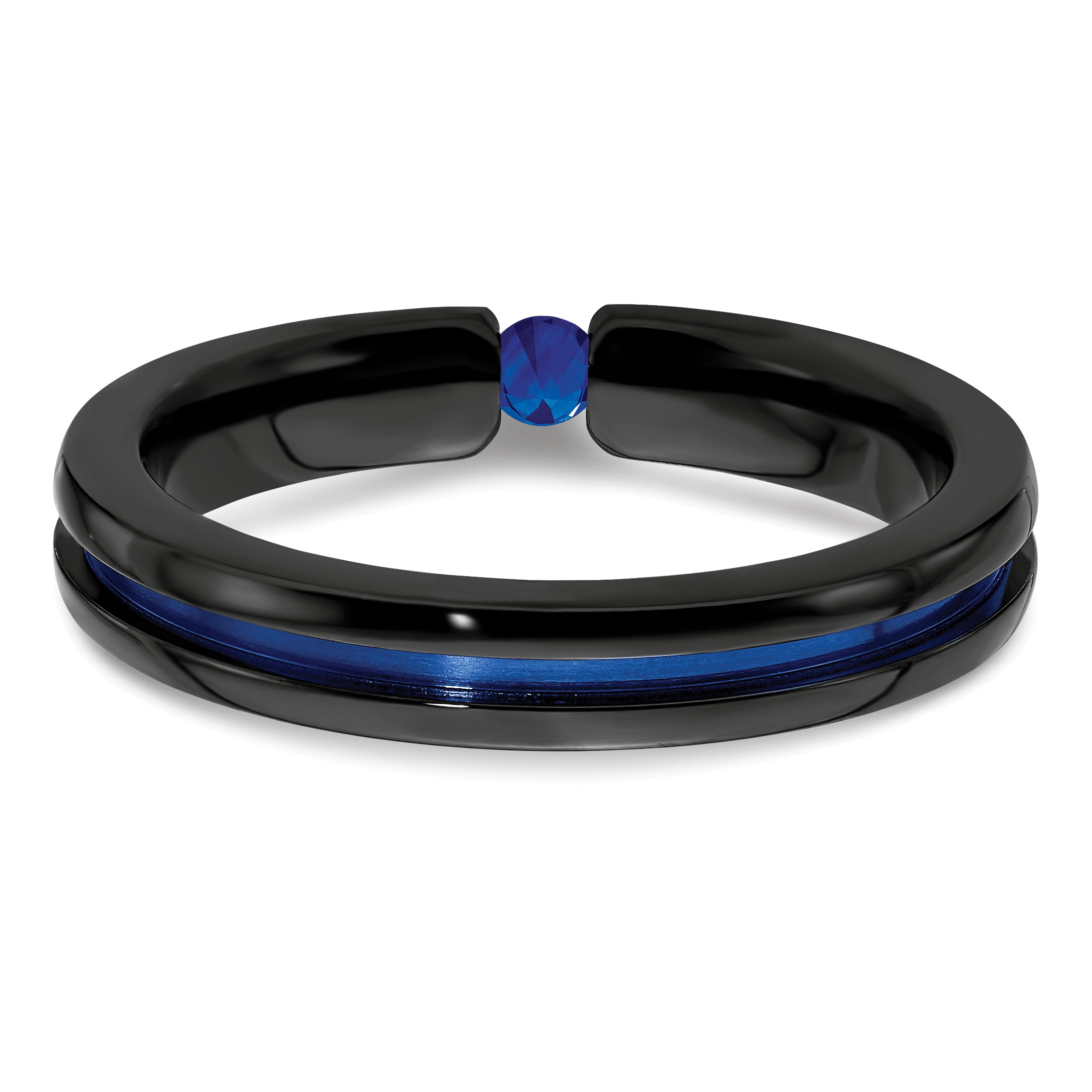 Edward Mirell Black Ti Sapphire & Blue Anodized 4mm Band