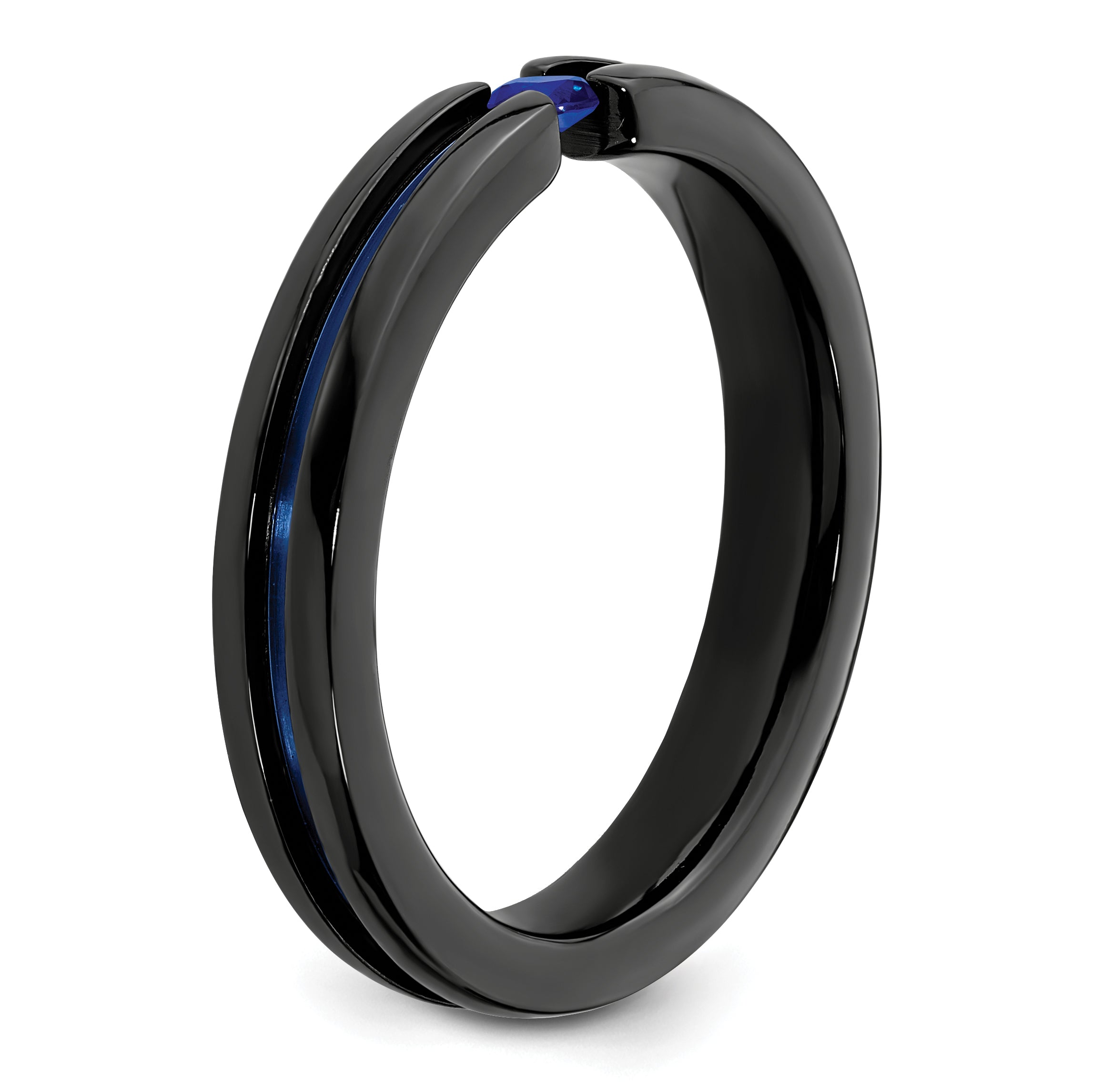 Edward Mirell Black Ti Sapphire & Blue Anodized 4mm Band