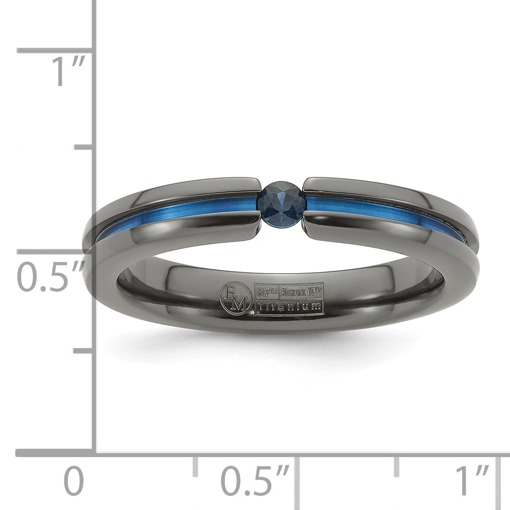 Edward Mirell Black Ti Sapphire & Blue Anodized 4mm Band