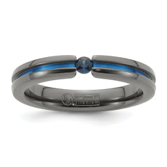 Edward Mirell Black Ti Blue Sapphire and Blue Anodized Grooved 4mm Band