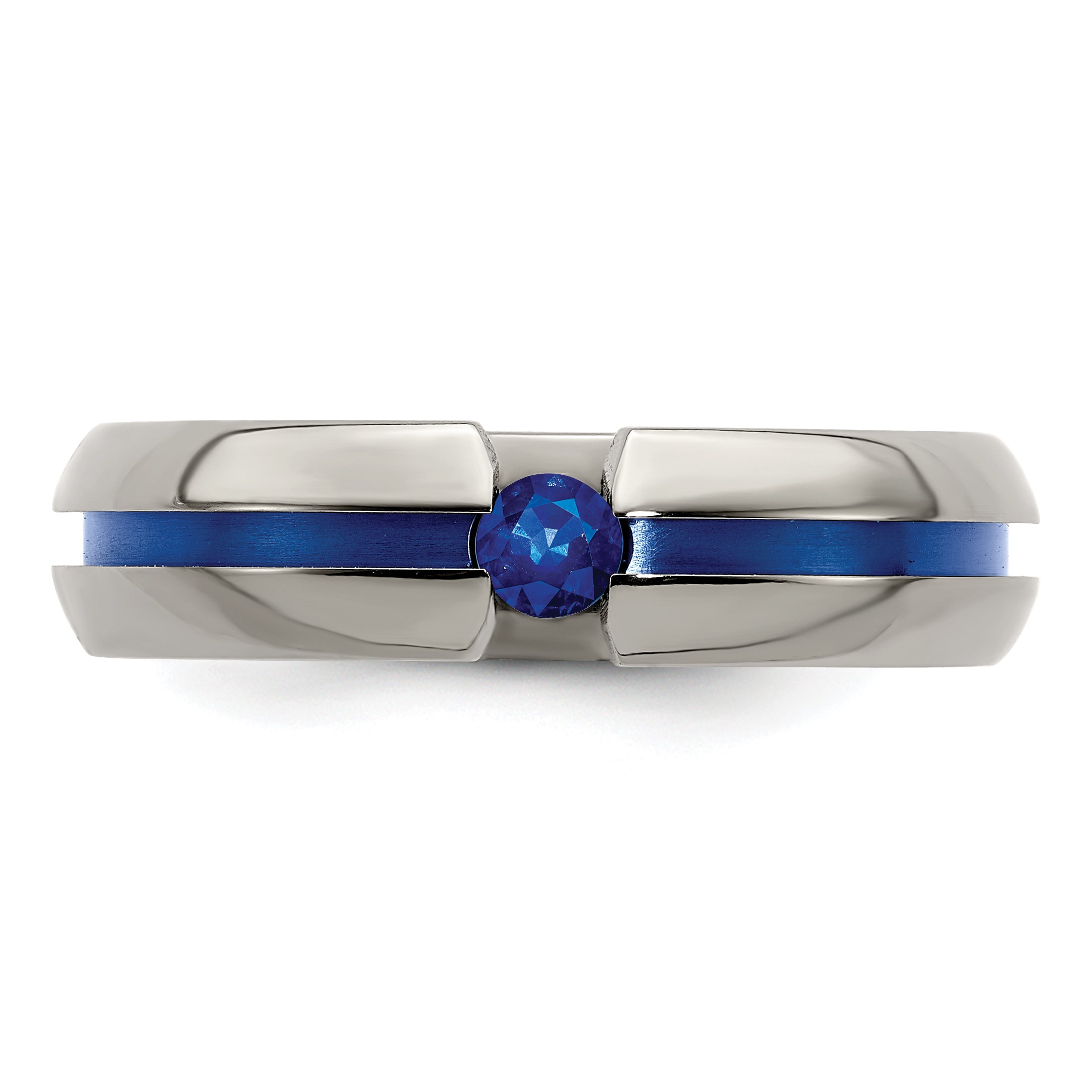 Edward Mirell Titanium Sapphire & Blue Anodized 6mm Band