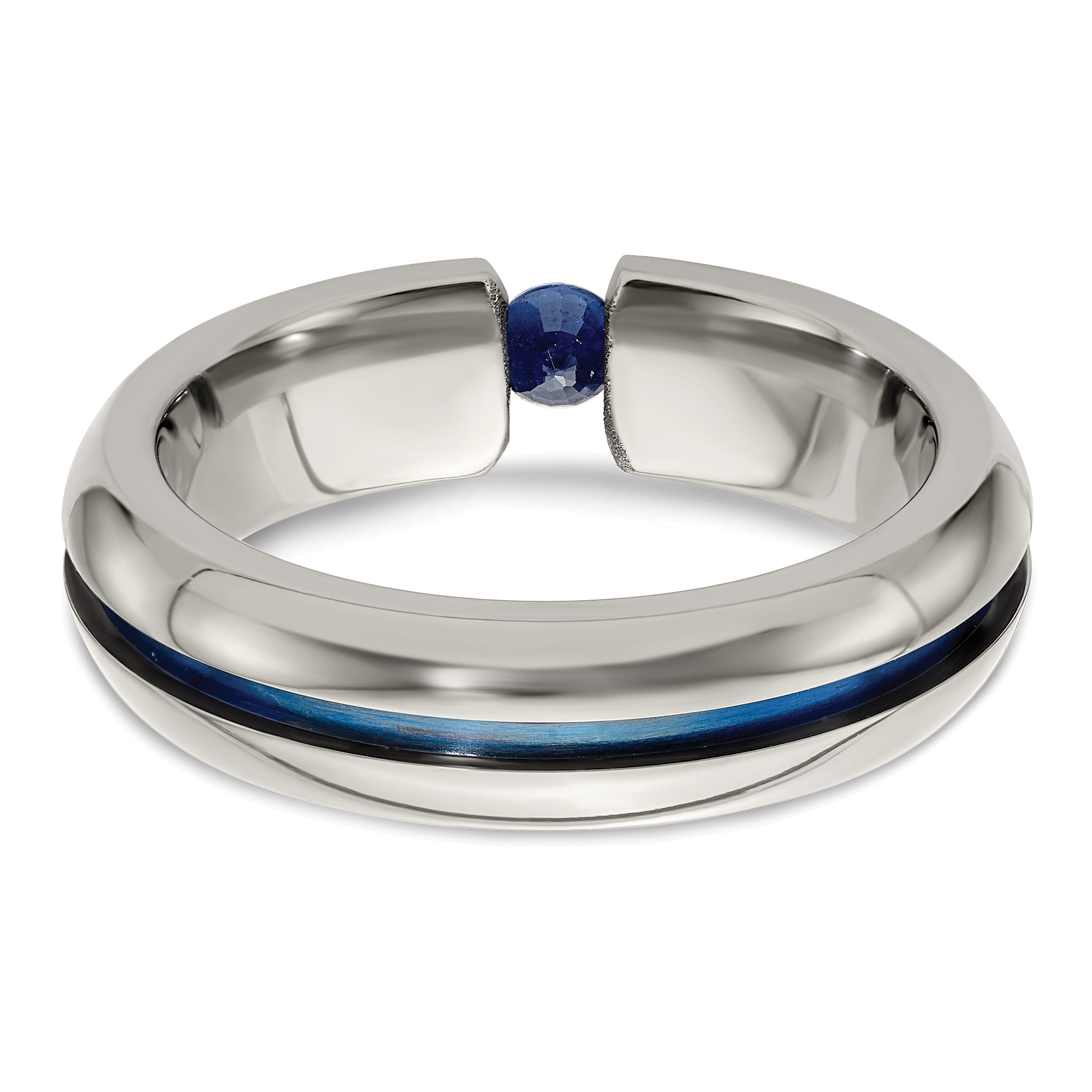 Edward Mirell Titanium Sapphire & Blue Anodized 6mm Band