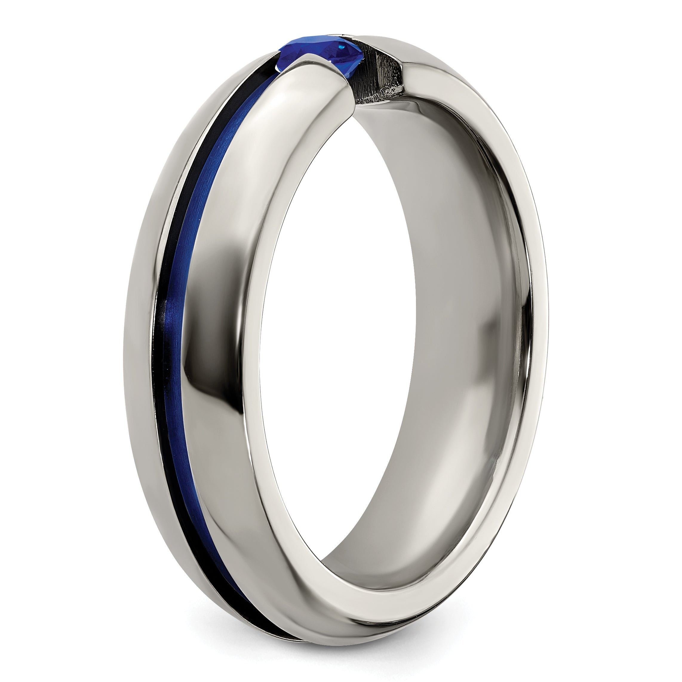 Edward Mirell Titanium Sapphire & Blue Anodized 6mm Band