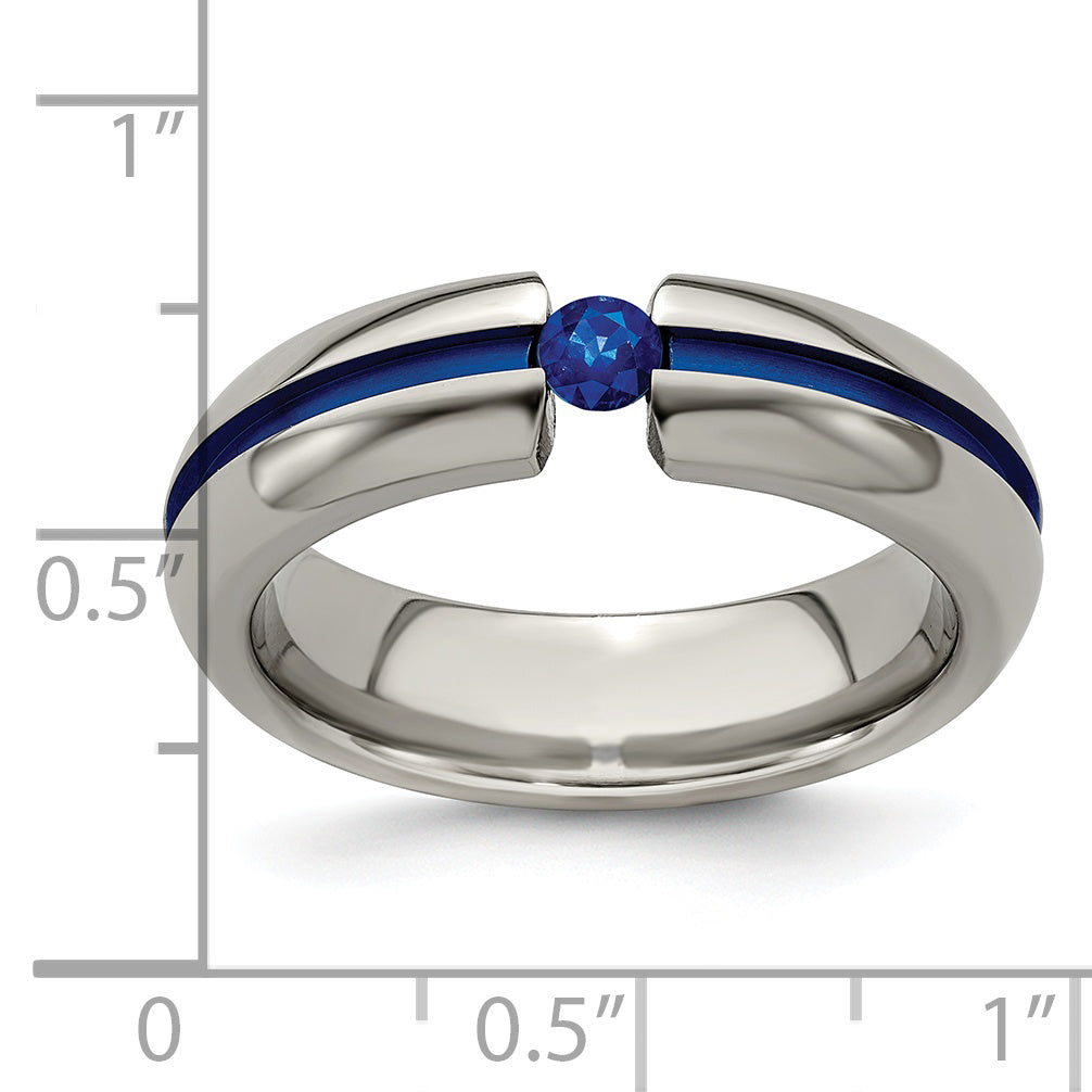 Edward Mirell Titanium Sapphire & Blue Anodized 6mm Band