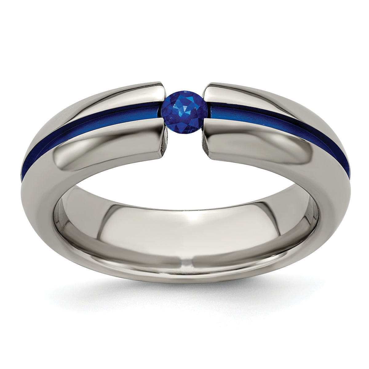 Edward Mirell Titanium Sapphire & Blue Anodized 6mm Band