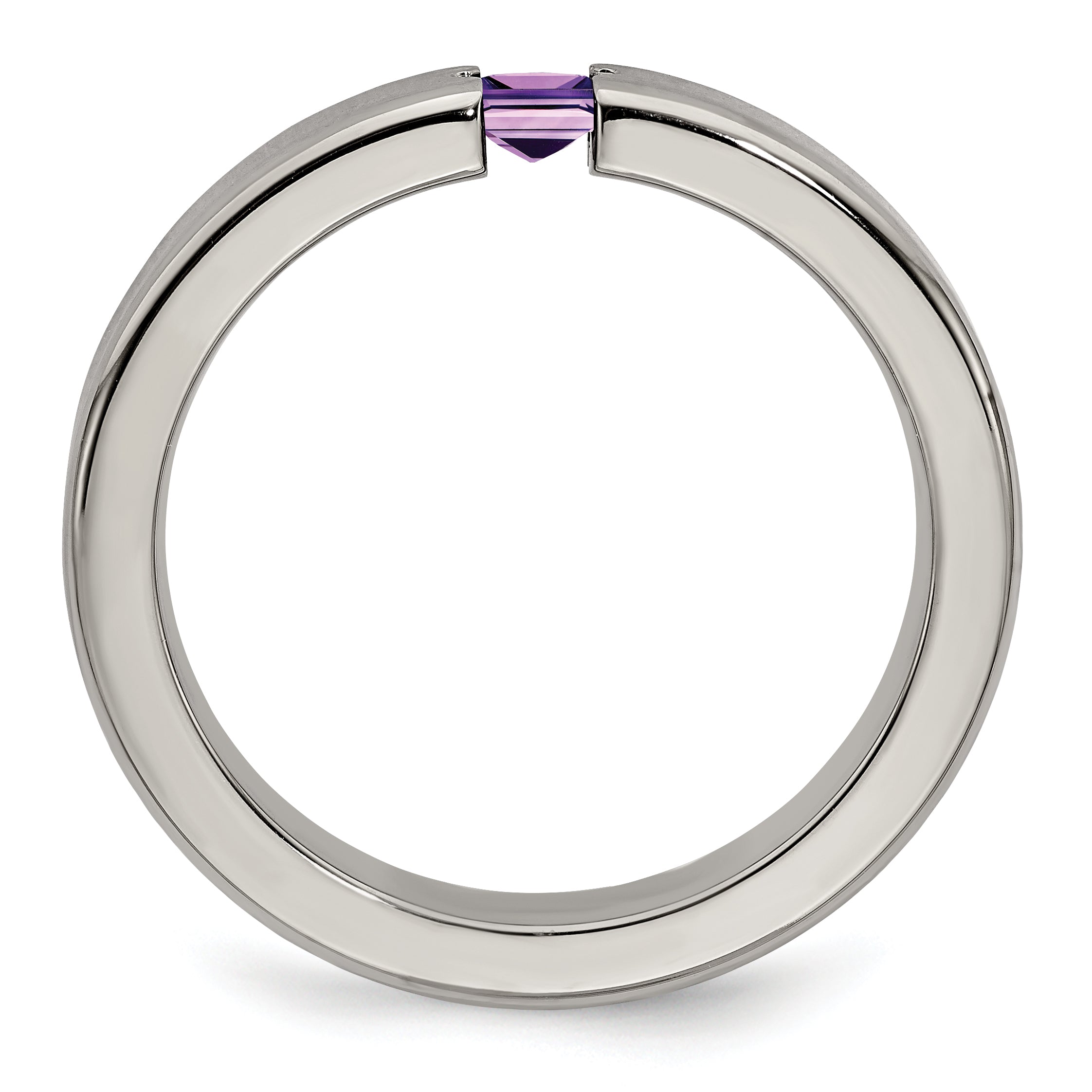 Edward Mirell Titanium Satin Amethyst 4mm Band