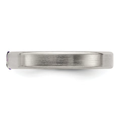 Edward Mirell Titanium Satin Amethyst 4mm Band