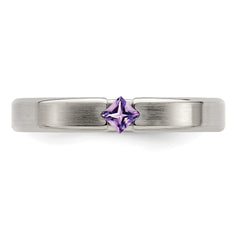 Edward Mirell Titanium Satin Amethyst 4mm Band