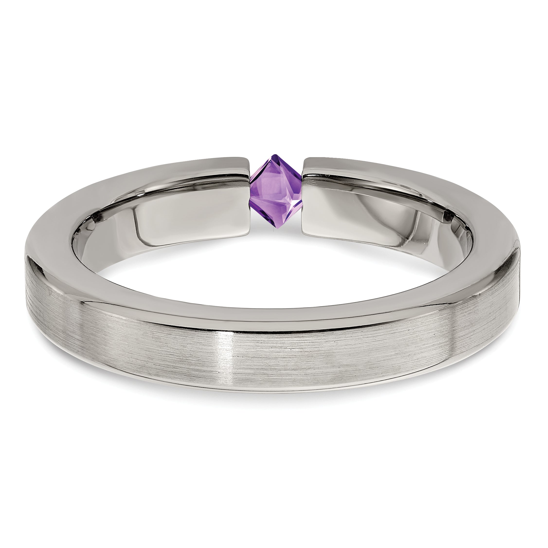 Edward Mirell Titanium Satin Amethyst 4mm Band