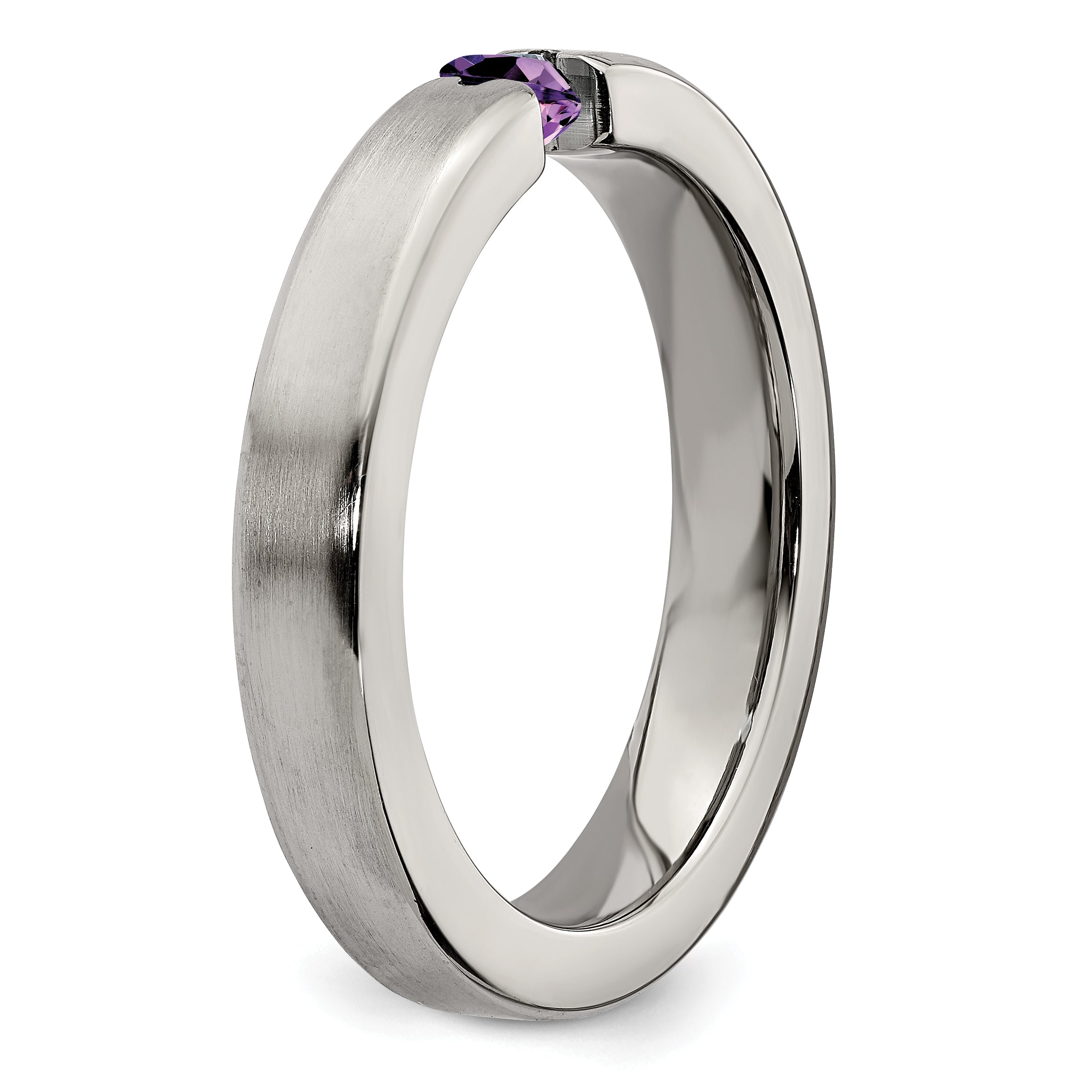 Edward Mirell Titanium Satin Amethyst 4mm Band