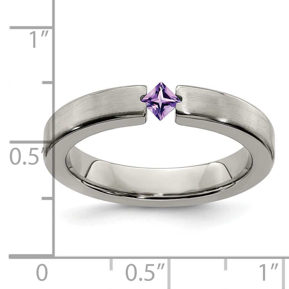 Edward Mirell Titanium Satin Amethyst 4mm Band