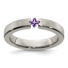 Edward Mirell Titanium Satin Amethyst 4mm Band