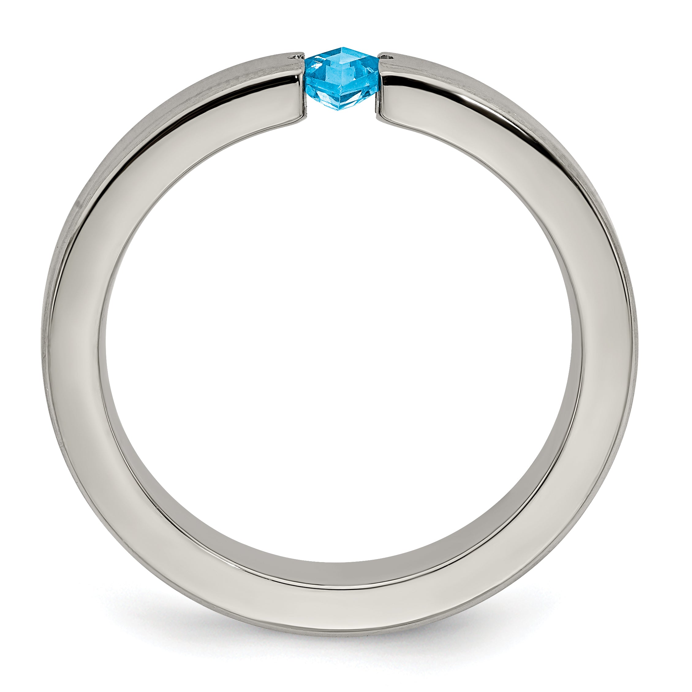 Edward Mirell Titanium Satin Blue Topaz 4mm Band