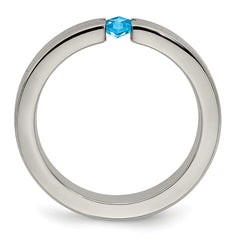 Edward Mirell Titanium Wedding Band with Swiss Blue Topaz