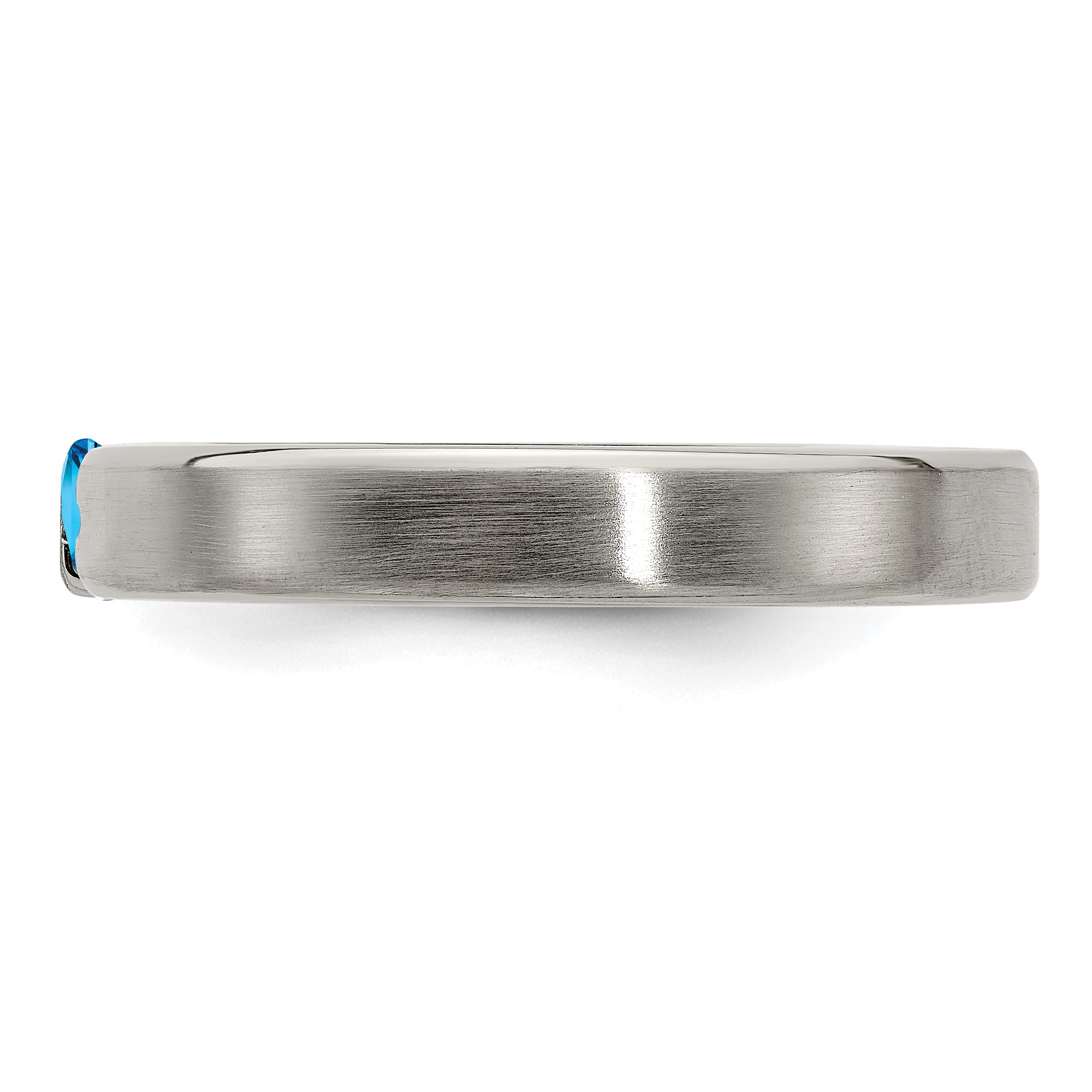 Edward Mirell Titanium Wedding Band with Swiss Blue Topaz