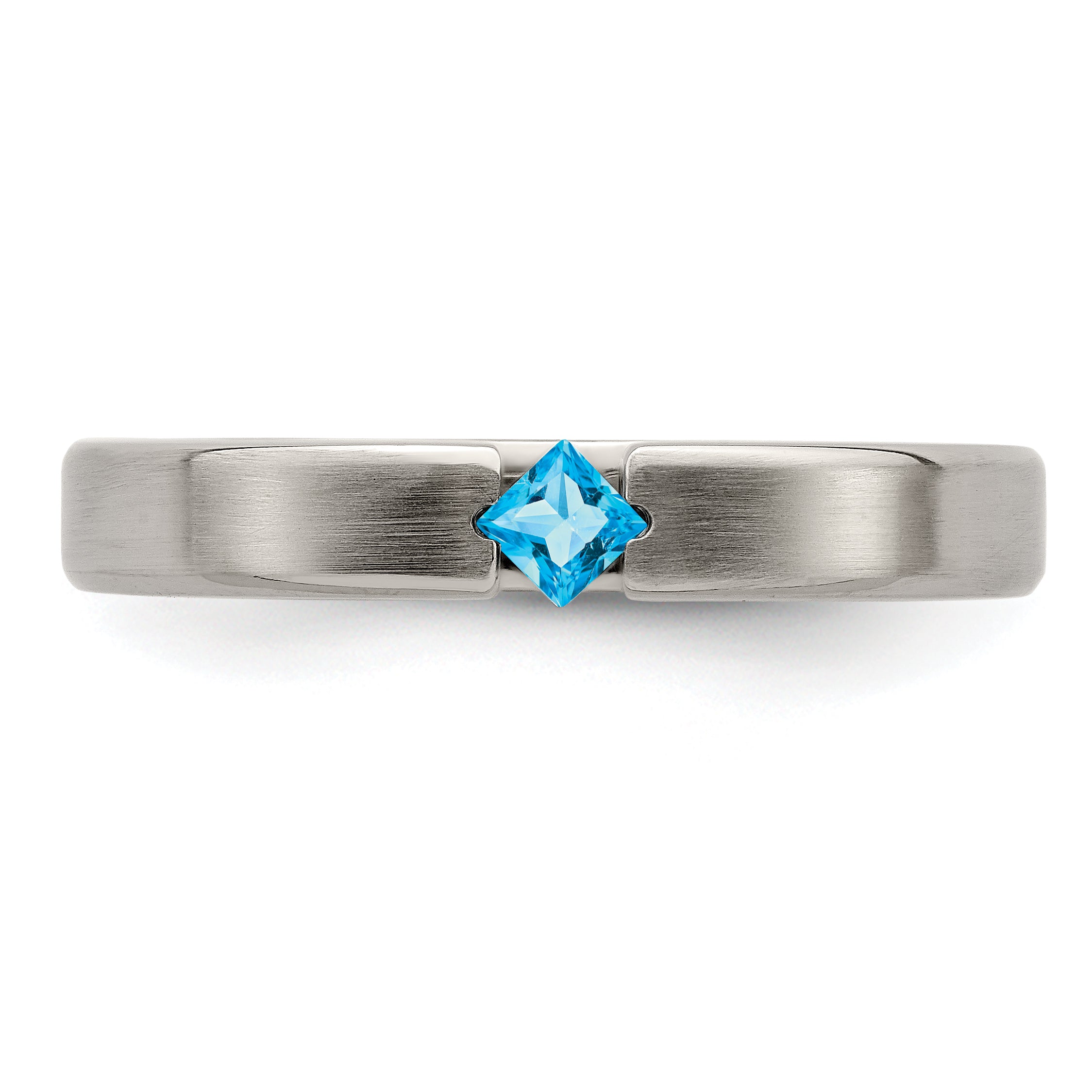 Edward Mirell Titanium Satin Blue Topaz 4mm Band