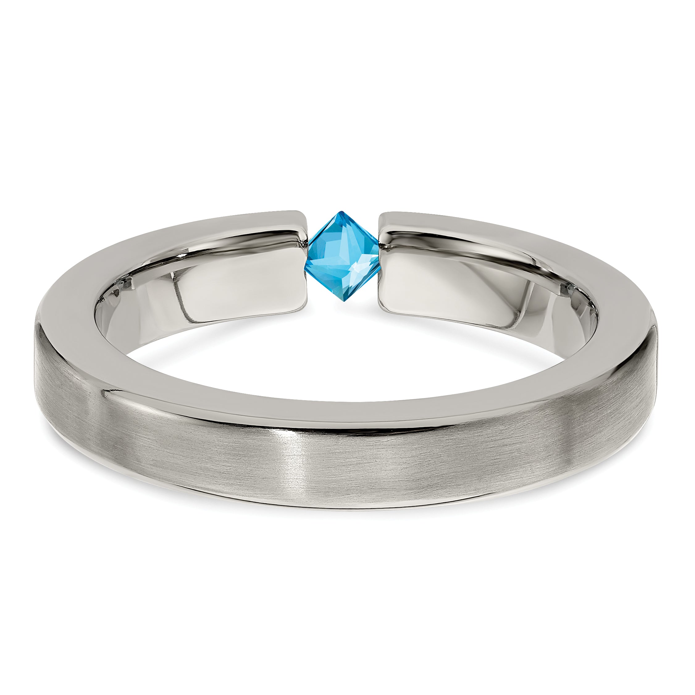 Edward Mirell Titanium Wedding Band with Swiss Blue Topaz