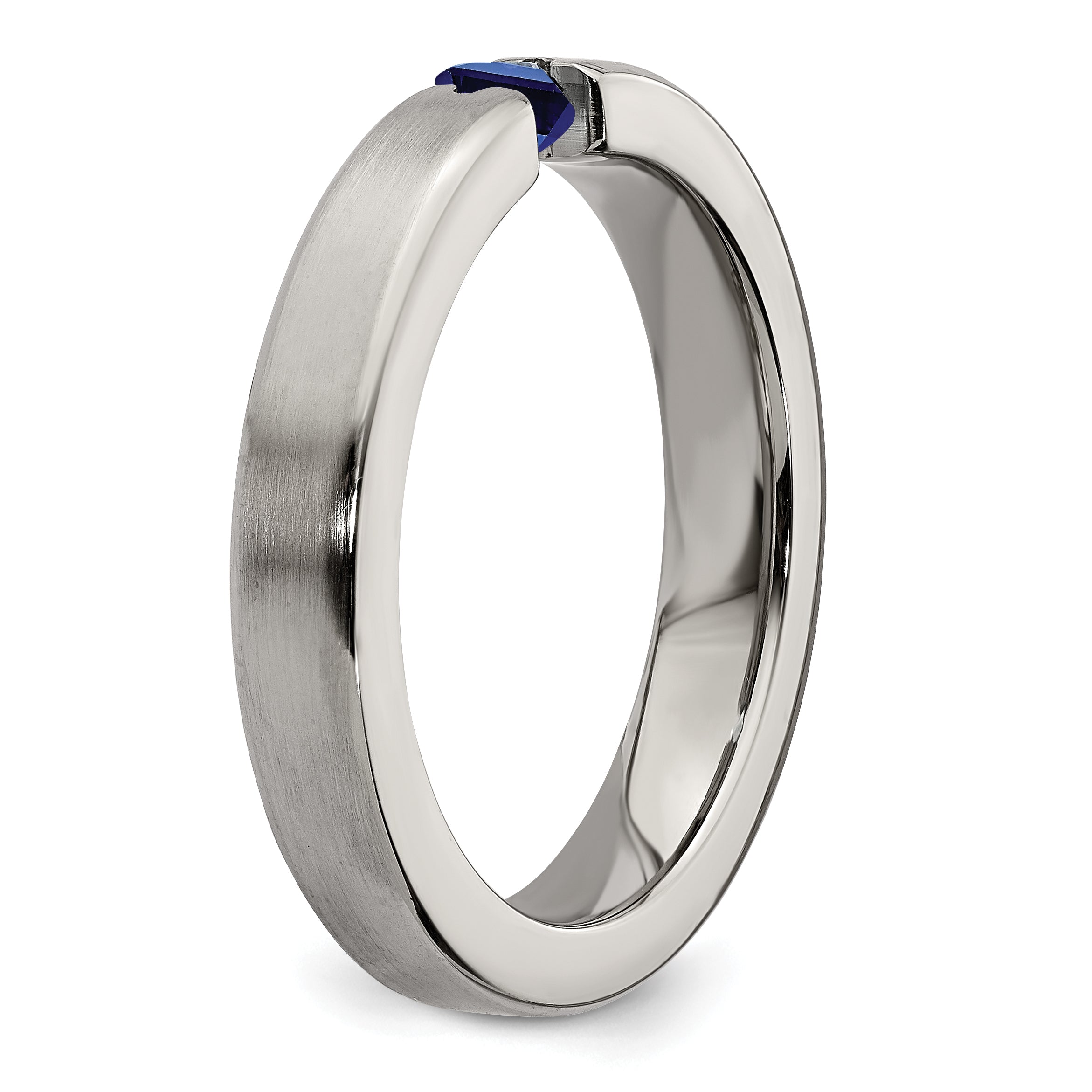 Edward Mirell Titanium Sapphire Wedding Band with Brushed Finish 4mm