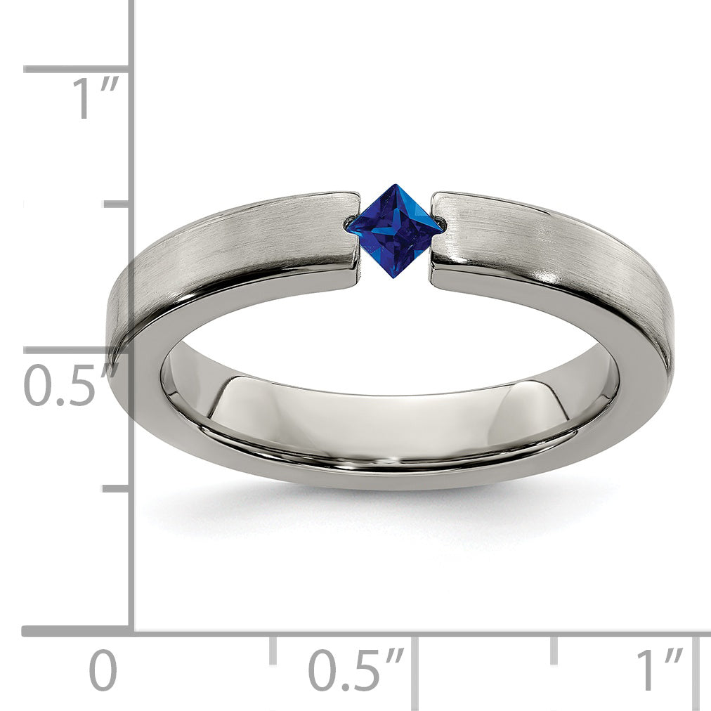 Edward Mirell Titanium Sapphire Wedding Band with Brushed Finish 4mm