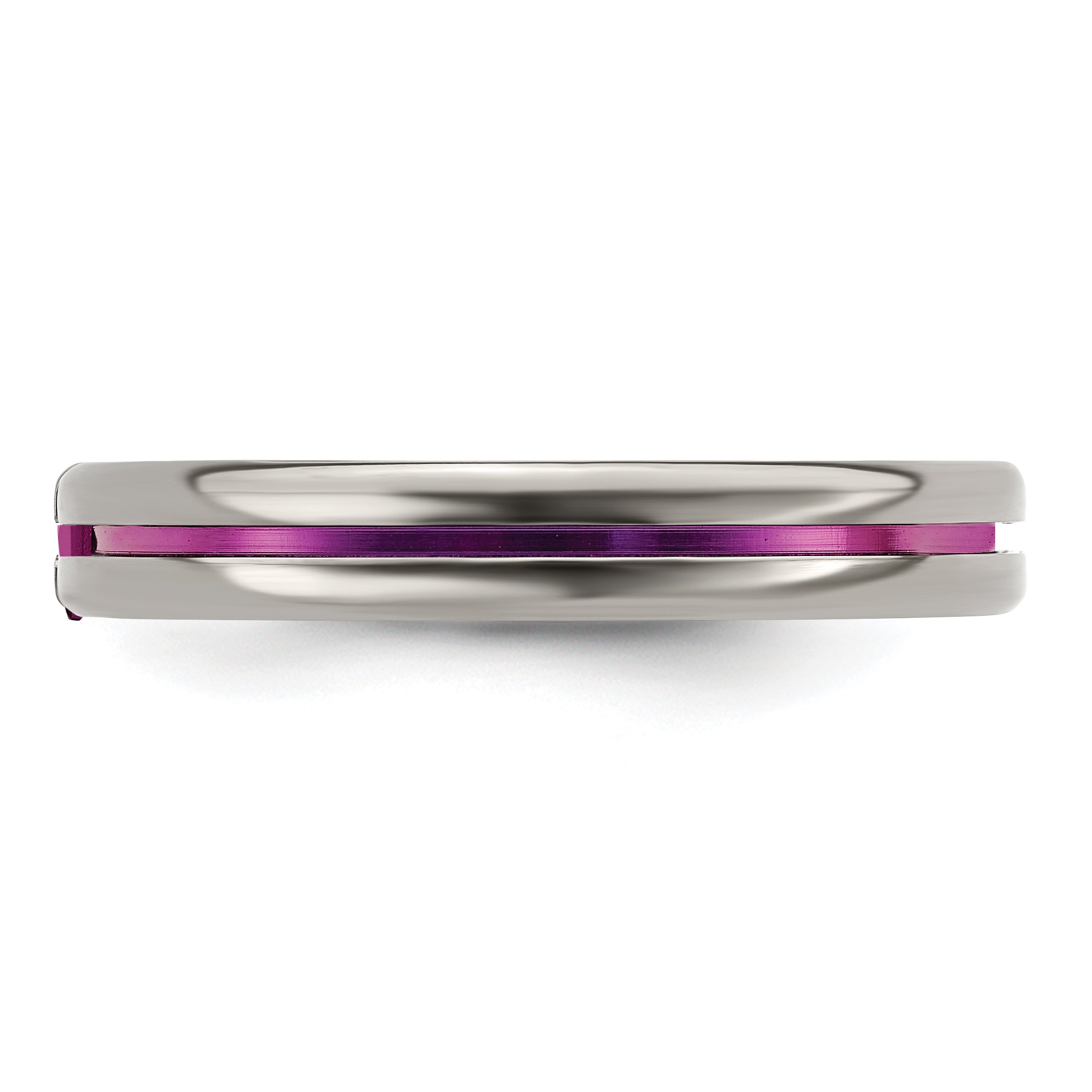 Edward Mirell Titanium Polished Wedding Band with Rhodolite Garnet Accents