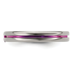 Edward Mirell Titanium Polished Wedding Band with Rhodolite Garnet Accents