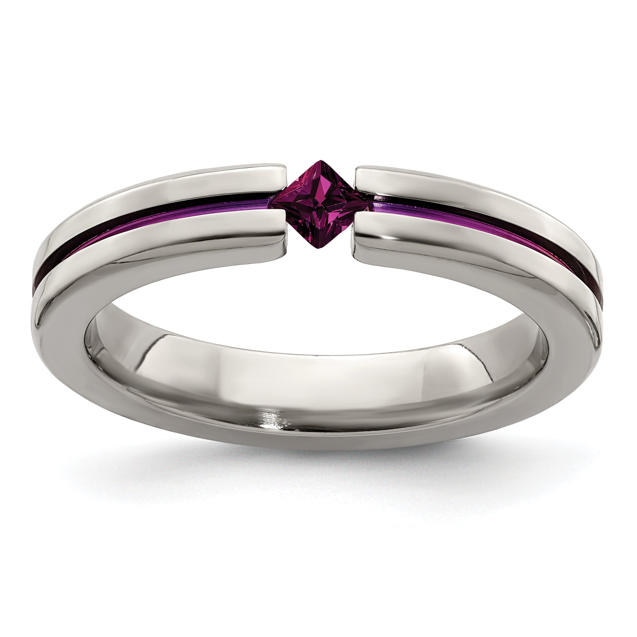 Edward Mirell Titanium Rhodolite Garnet & Anodized 4mm Band