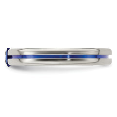 Edward Mirell Titanium Sapphire & Blue Anodized 4mm Band