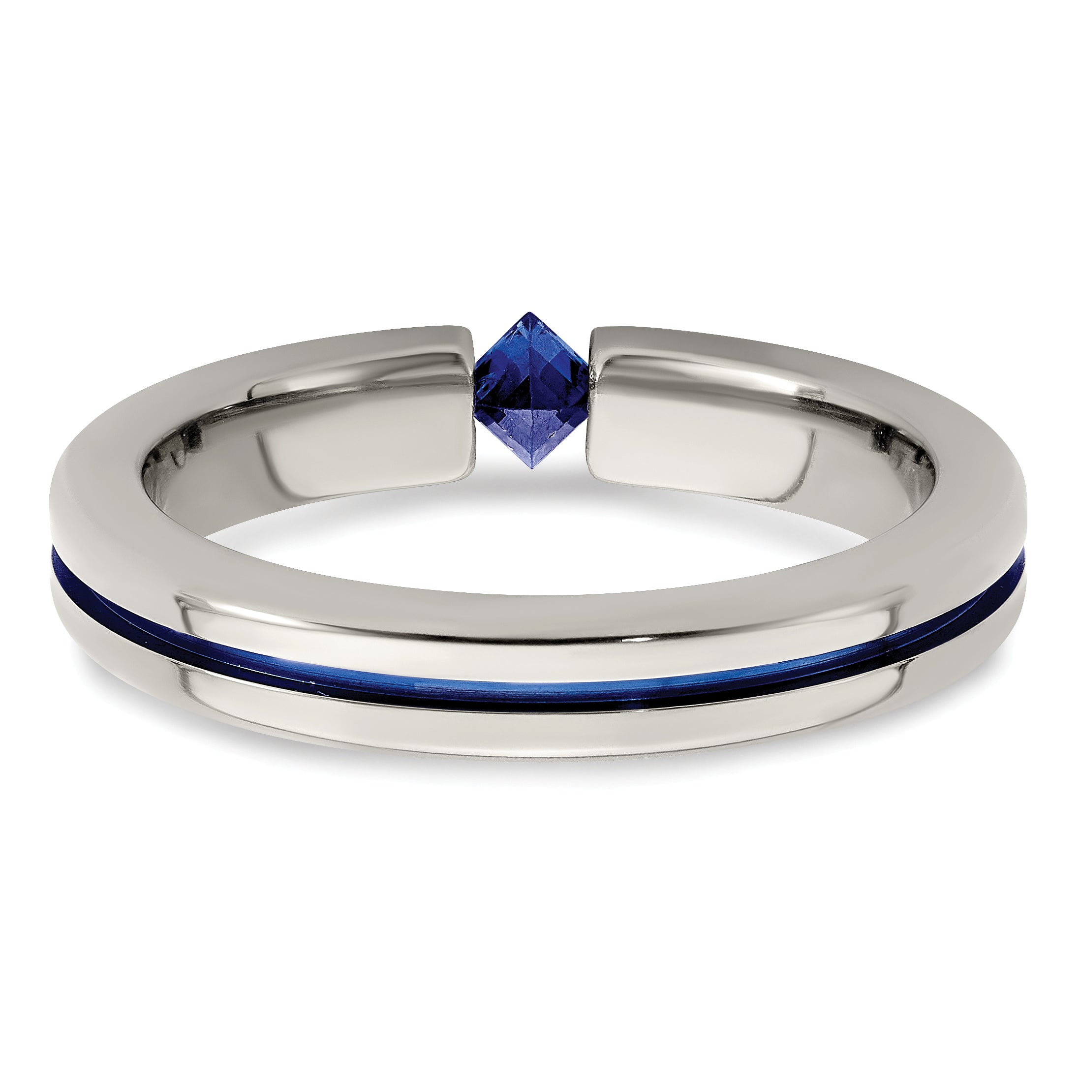 Edward Mirell Titanium Sapphire & Blue Anodized 4mm Band