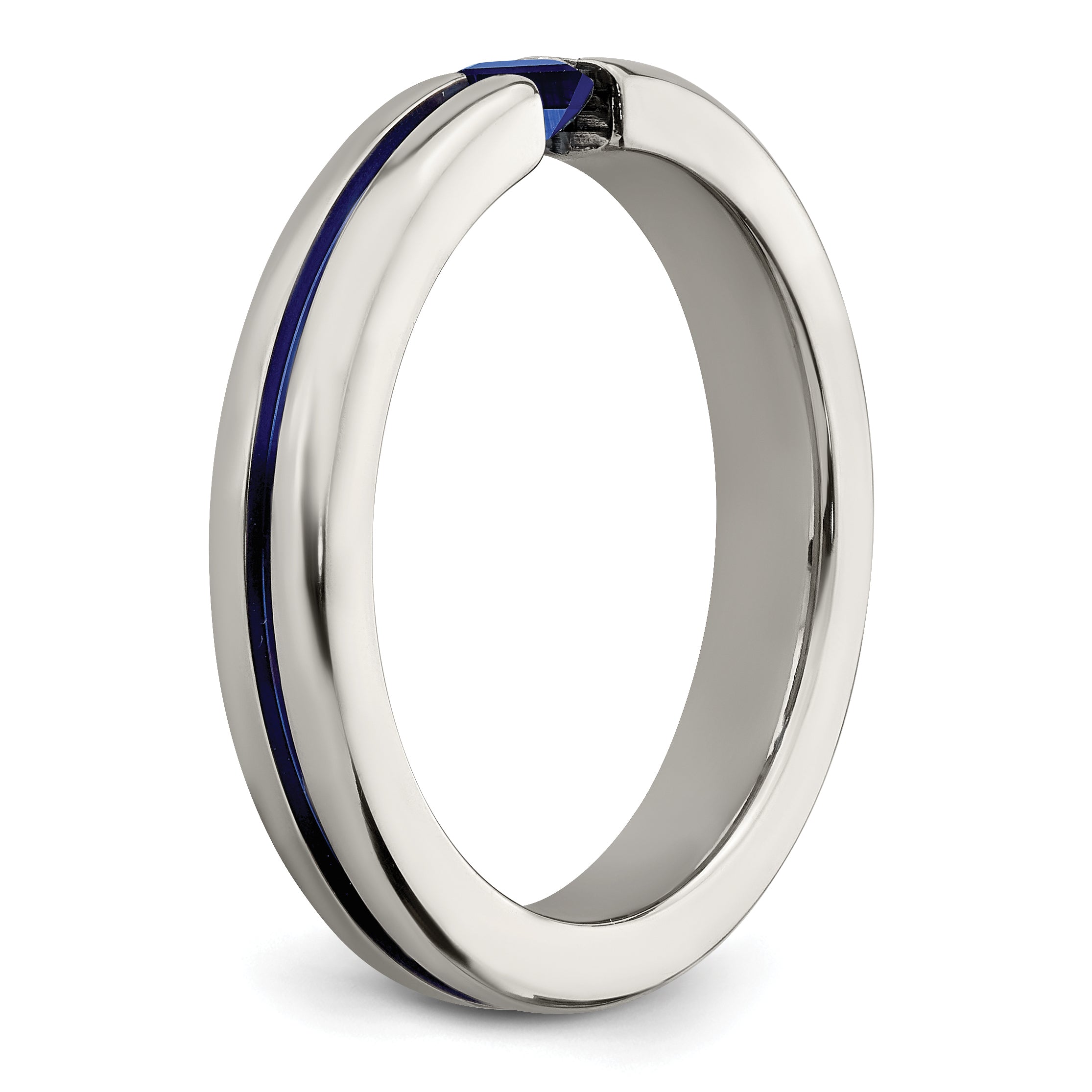 Edward Mirell Titanium Sapphire & Blue Anodized 4mm Band