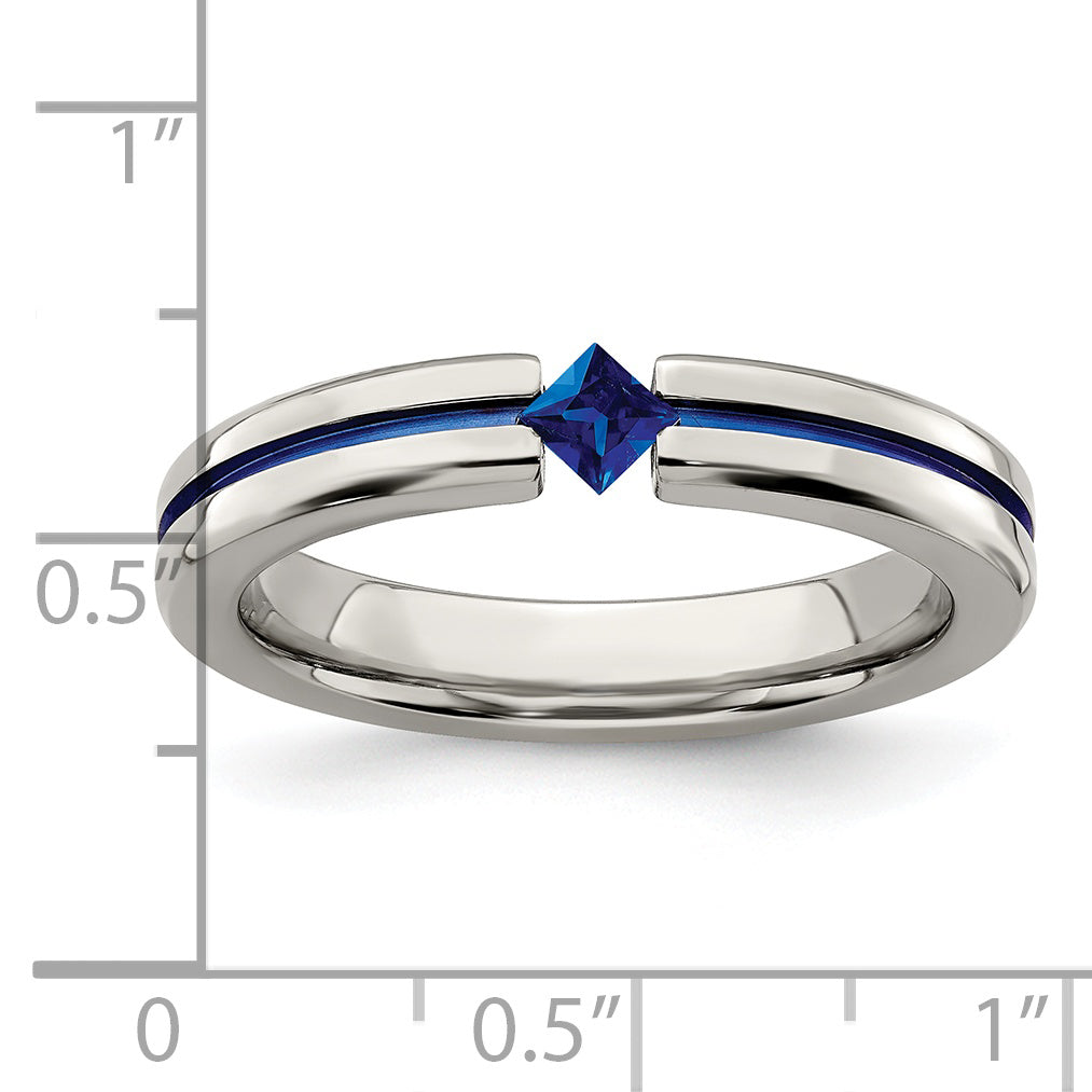 Edward Mirell Titanium Sapphire & Blue Anodized 4mm Band