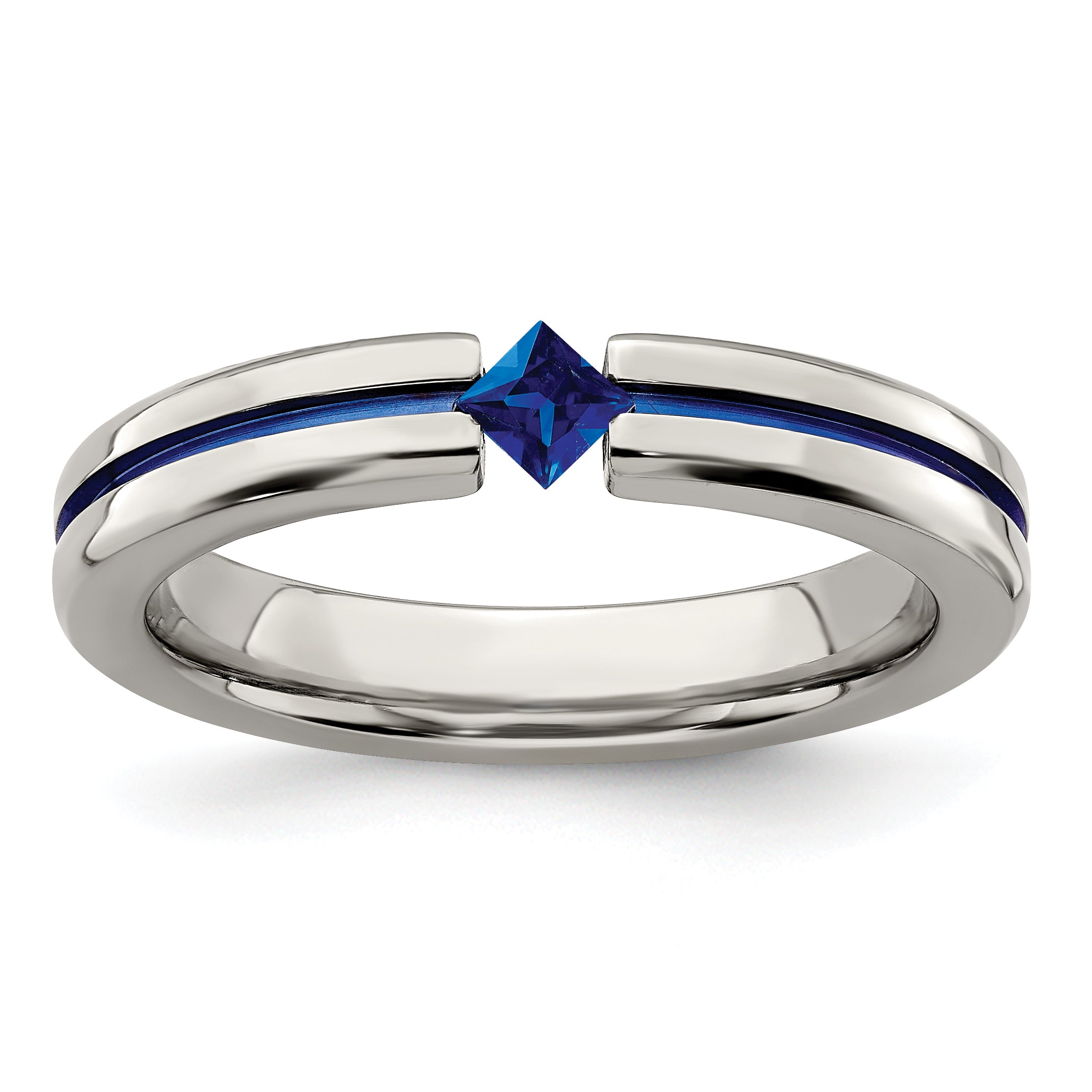 Edward Mirell Titanium Sapphire & Blue Anodized 4mm Band