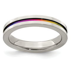 Edward Mirell Gray Titanium Rainbow Anodized Grooved Flat 4mm Band