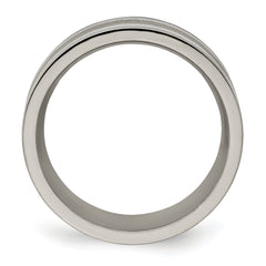 Edward Mirell Titanium with Sterling Silver Inlay Textured 8.5mm Band