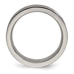 Edward Mirell Titanium Brushed&Polished WithSterling Silver 6mm Band