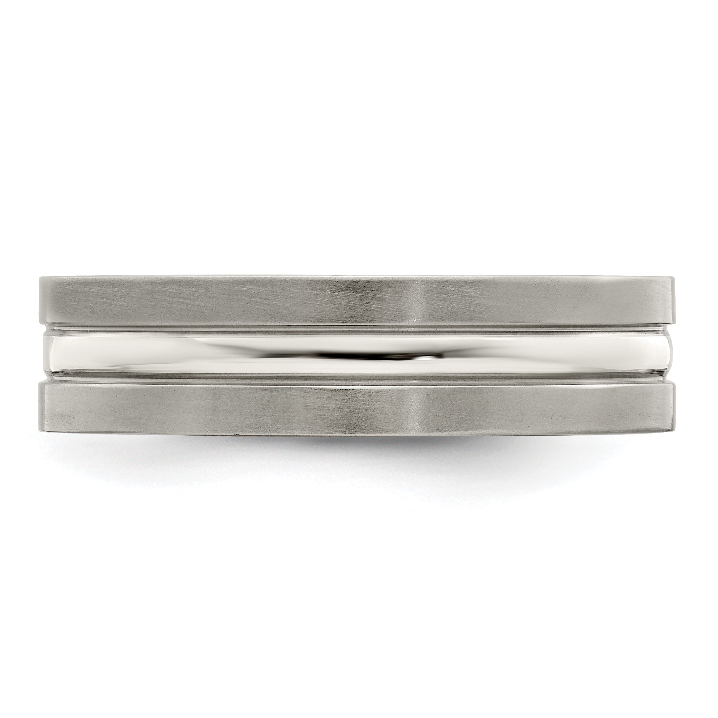 Edward Mirell Titanium Brushed&Polished WithSterling Silver 6mm Band