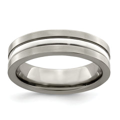 Edward Mirell Titanium Brushed&Polished WithSterling Silver 6mm Band