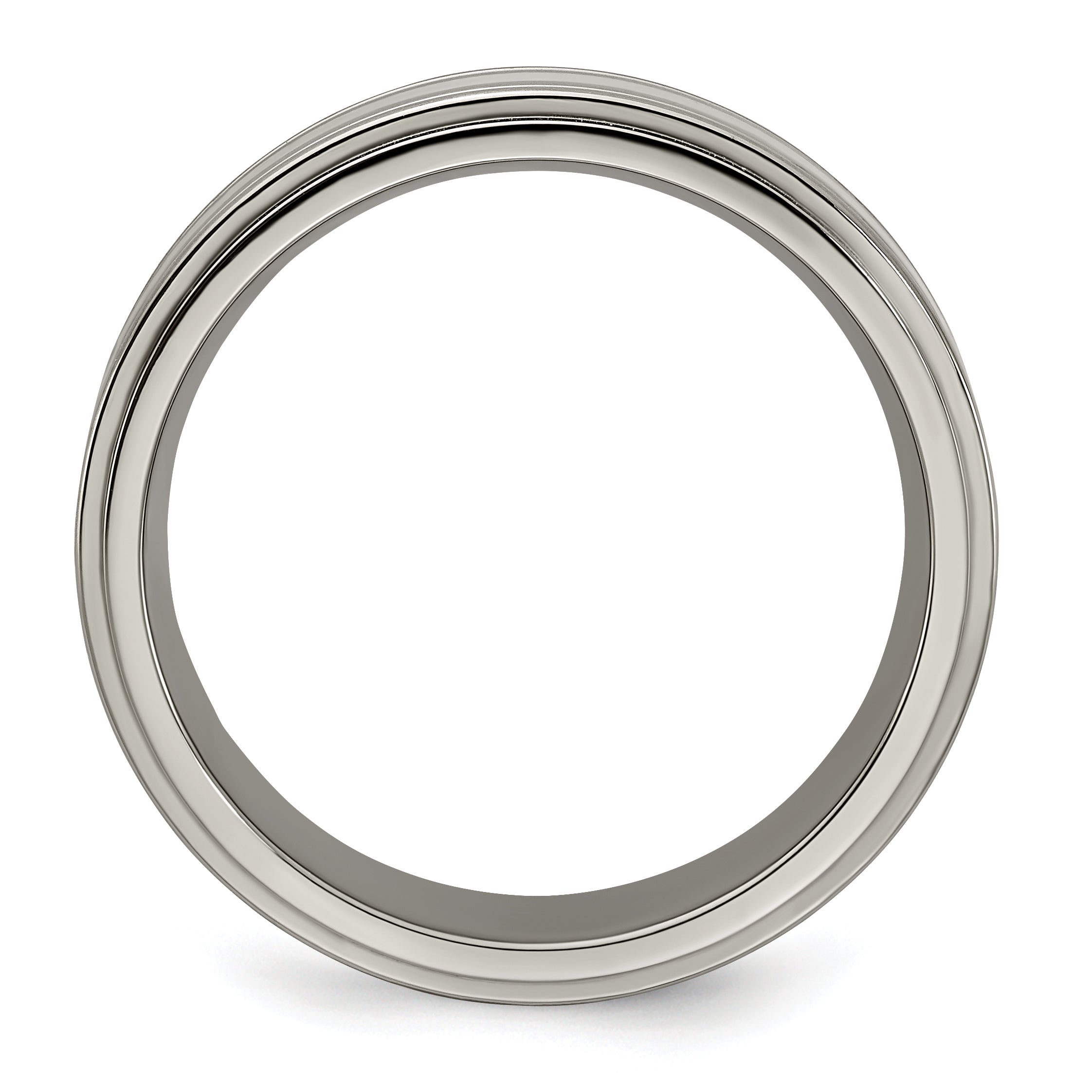 Edward Mirell Titanium Brushed&Polished WithSterling Silver 7mm Band