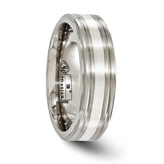 Titanium and Sterling Silver Two-Tone Wedding Band, Brushed & Polished, Engravable