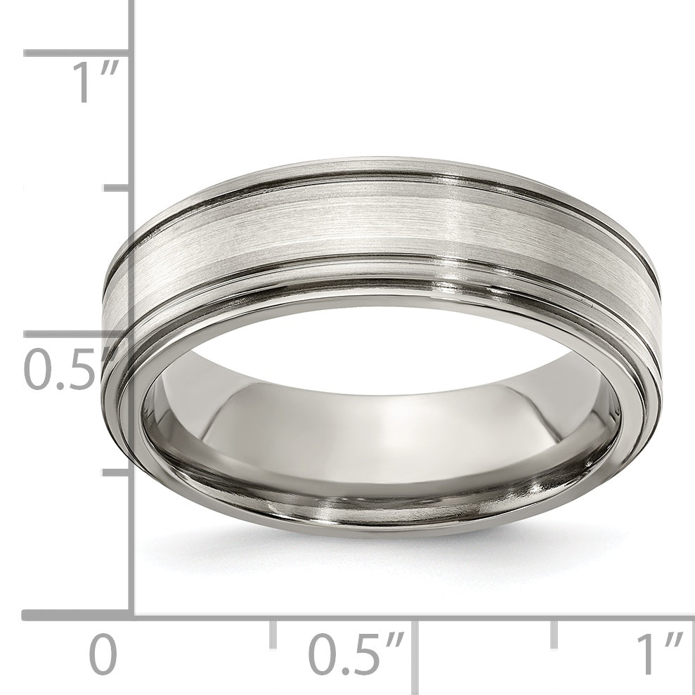 Titanium and Sterling Silver Two-Tone Wedding Band, Brushed & Polished, Engravable