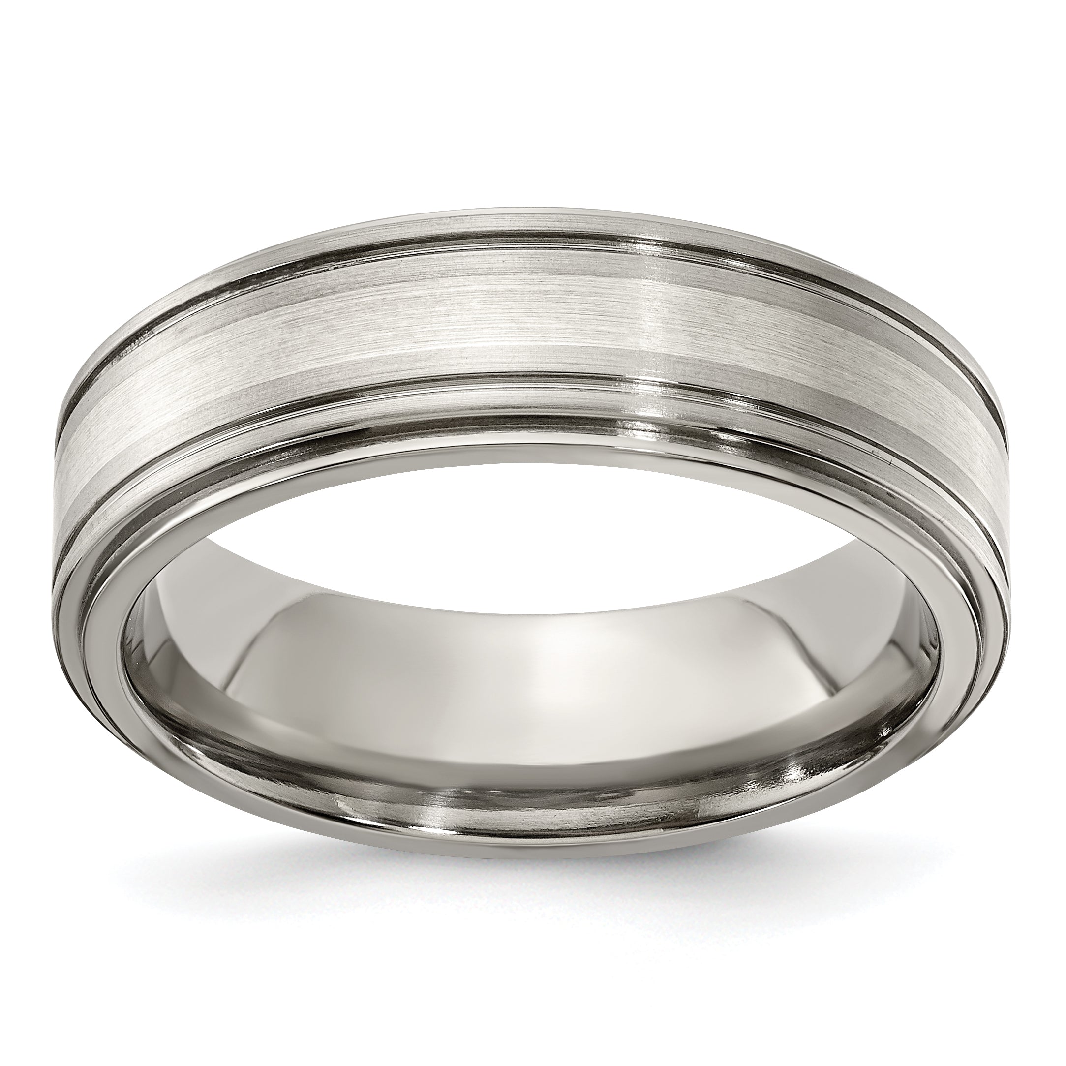 Edward Mirell Titanium Brushed&Polished WithSterling Silver 7mm Band