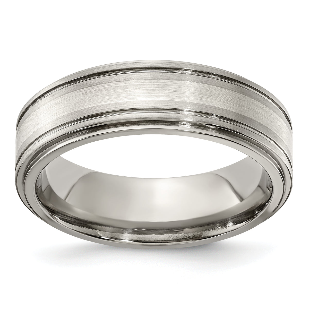 Edward Mirell Titanium Brushed&Polished WithSterling Silver 7mm Band