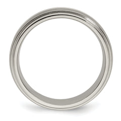 Edward Mirell Titanium Brushed&Polished WithSterling Silver 6mm Band