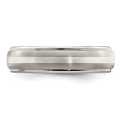 Edward Mirell Titanium Brushed&Polished WithSterling Silver 6mm Band