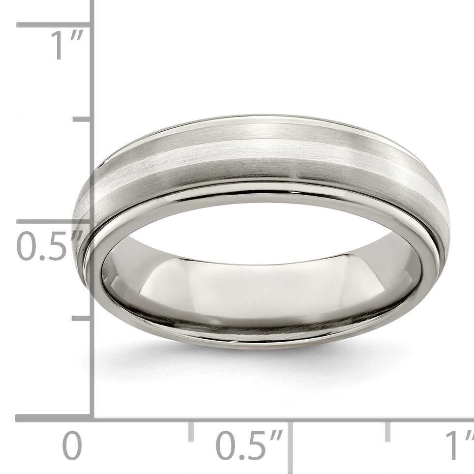 Edward Mirell Two-Tone Titanium Wedding Band with Sterling Silver Inlay