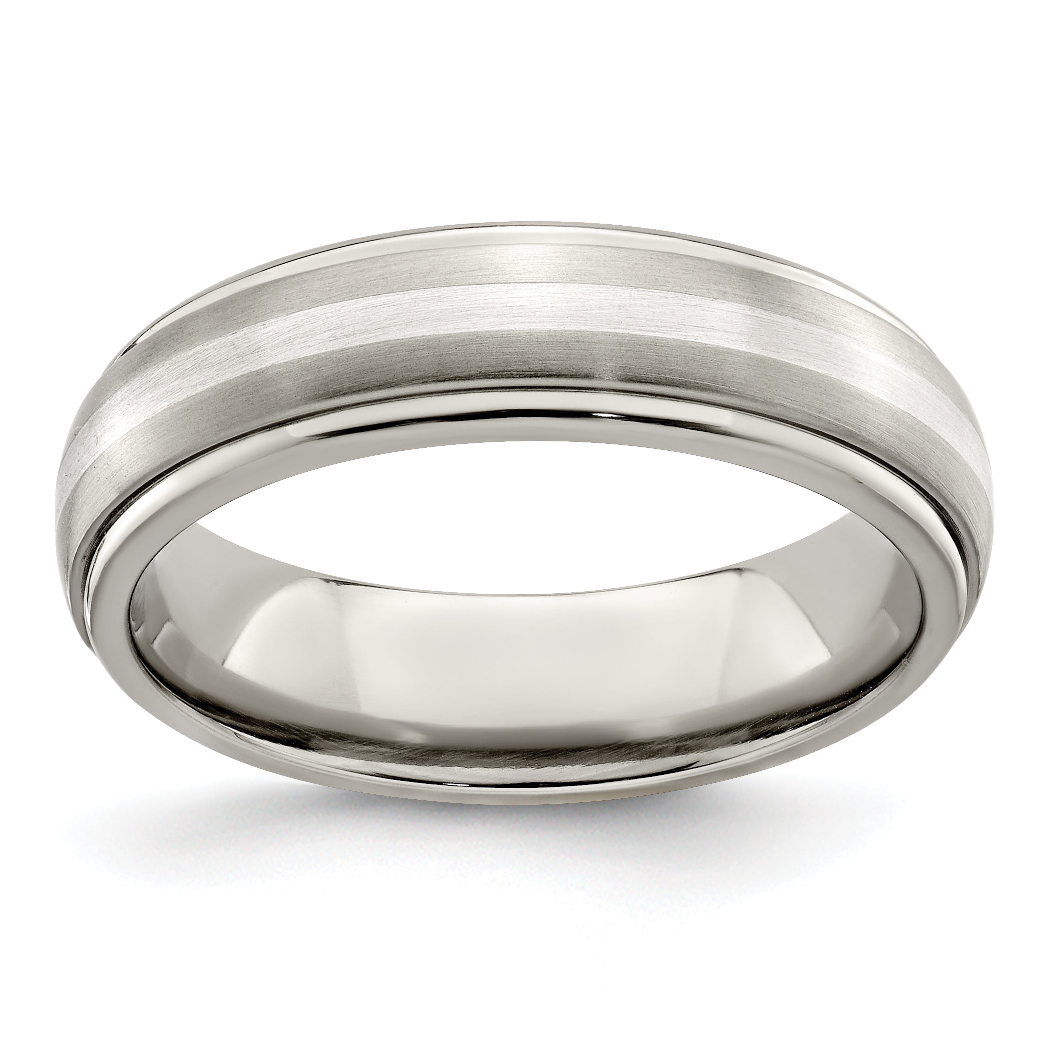 Edward Mirell Titanium Brushed&Polished WithSterling Silver 6mm Band