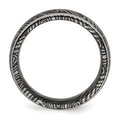 Titanium Wedding Band with Polished Finish and Ridged Edge