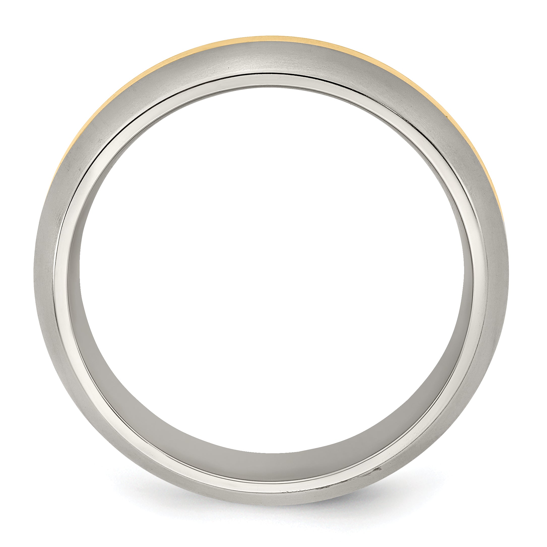 Edward Mirell Titanium and 14K Yellow Gold Stripe Brushed 6mm Band