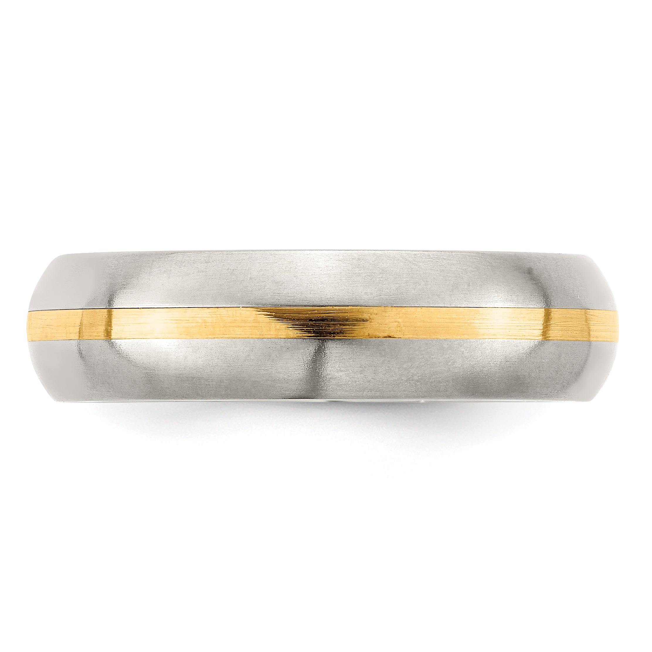 Edward Mirell Titanium and 14K Yellow Gold Stripe Brushed 6mm Band