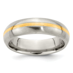 Edward Mirell Titanium and 14K Yellow Gold Stripe Brushed 6mm Band